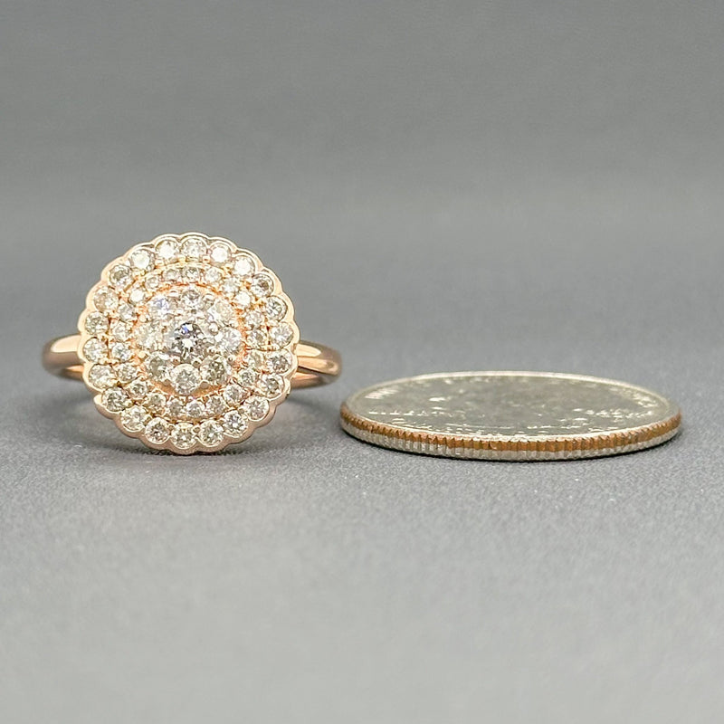 Estate LeVian 14K R Gold 0.89cttw H/SI1-2 Diamond Cluster Ring - Walter Bauman Jewelers