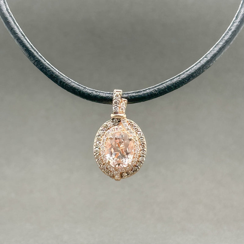 Estate Levian 14K R Gold 1.70ct Morganite & 0.52cttw Chocolate & G-H/VS2-SI1 Diamond Pendant - Walter Bauman Jewelers