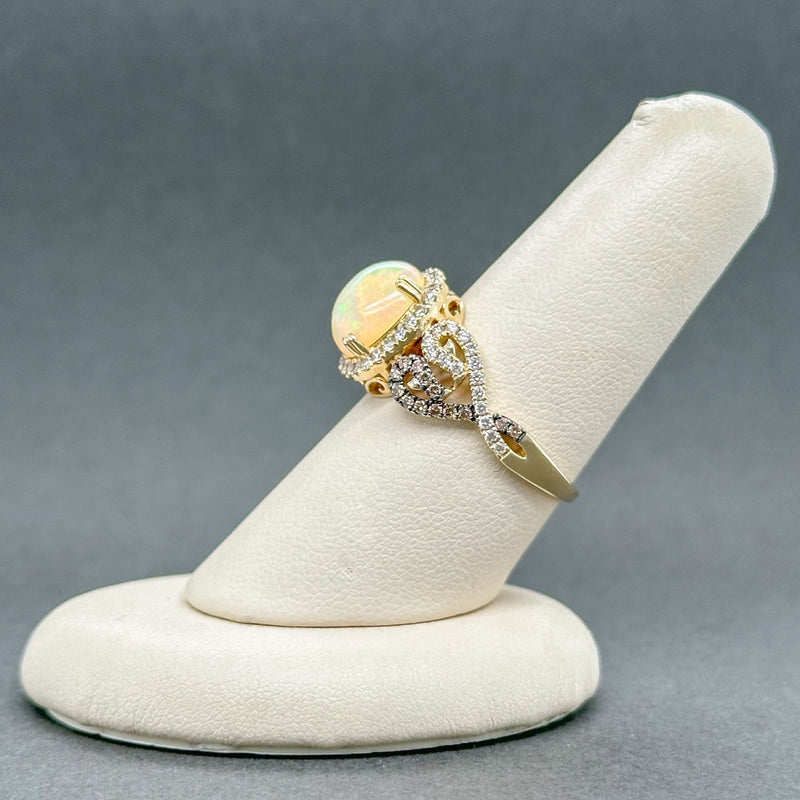Estate Levian 14K Y Gold 2.74ct Opal & 0.52ctw Champagne- H/SI1-2 Diamond Ring - Walter Bauman Jewelers