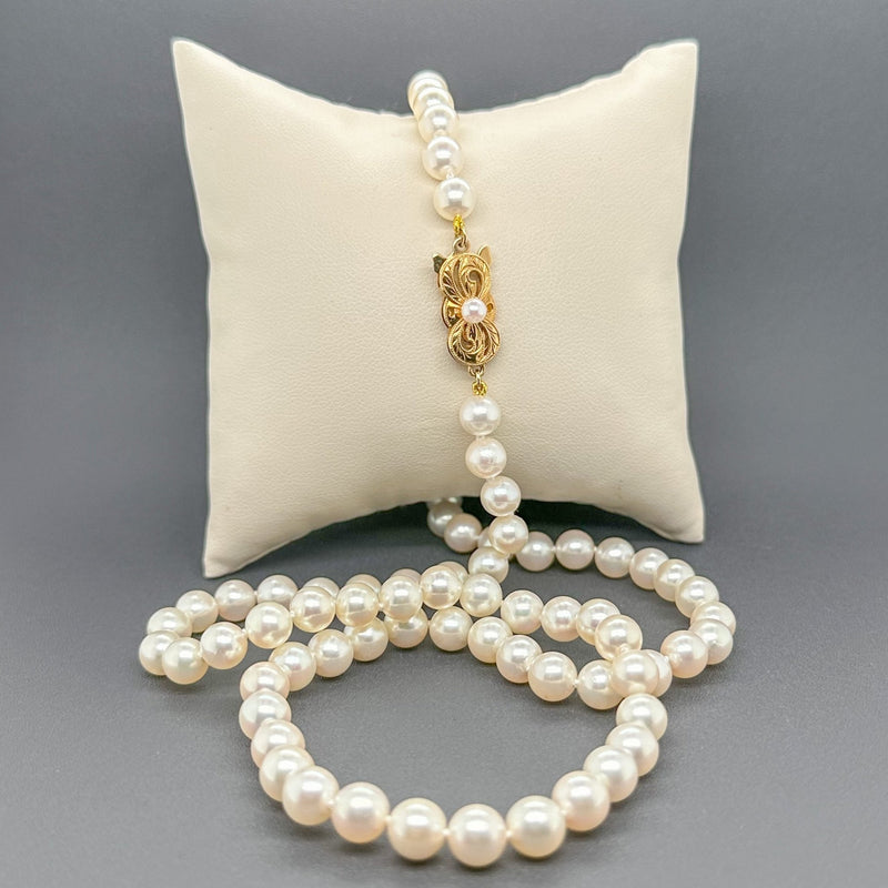 Estate Mikimoto 18K Y Gold 6.2-6.3mm Akoya Pearl 20” Necklace - Walter Bauman Jewelers