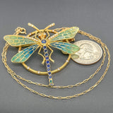 Estate Nouveau 1910 18K Y 0.89ctw Sapphire & 0.36ctw G-H/VS1-2 Diamond Dragonfly Pin/Necklace - Walter Bauman Jewelers