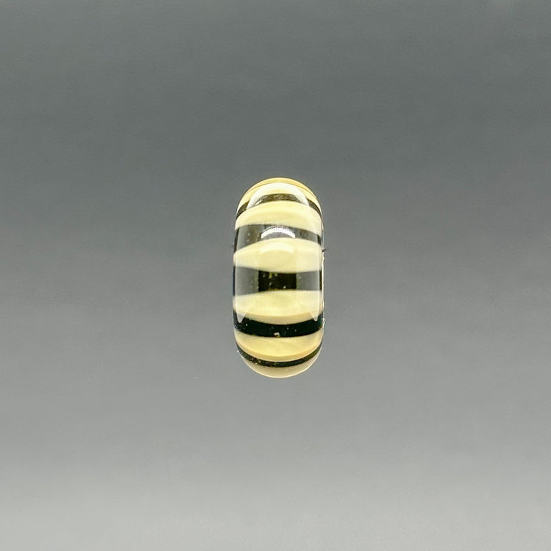 Estate Pandora SS Black & White Striped Glass Bead Charm - Walter Bauman Jewelers