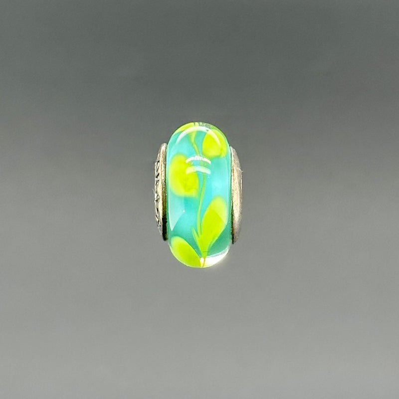 Estate Pandora SS Blue & Green Drop Glass Bead Charm - Walter Bauman Jewelers
