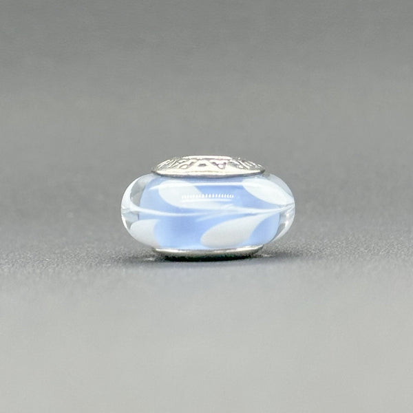 Estate Pandora SS Blue & White Swirl Murano Glass Bead Charm - Walter Bauman Jewelers