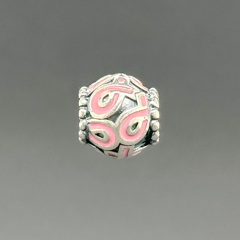 Estate Pandora SS Breast Cancer Ribbon Bead Charm - Walter Bauman Jewelers
