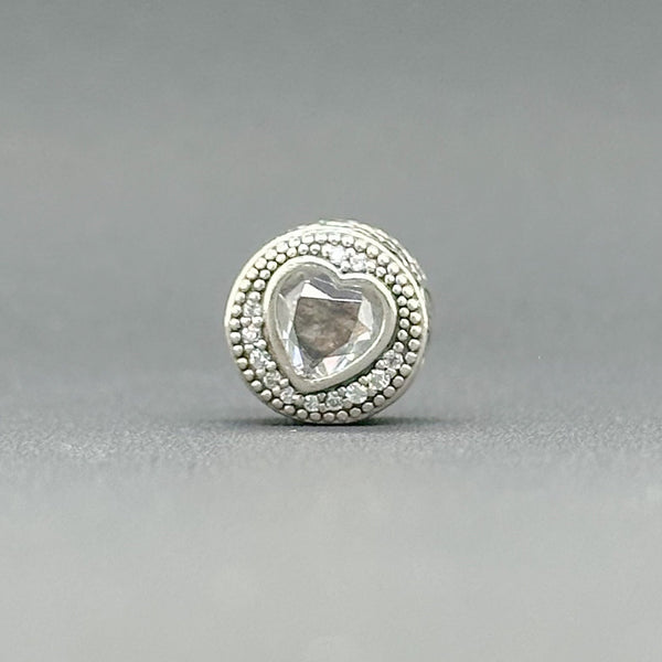 Estate Pandora SS CZ Essence Passion Heart Bead Charm - Walter Bauman Jewelers