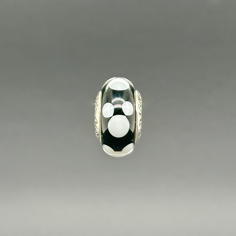 Estate Pandora SS Disney Black & White Mickey Glass Bead Charm - Walter Bauman Jewelers