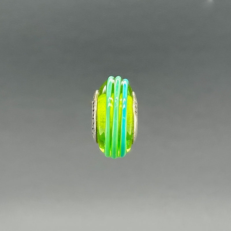 Estate Pandora SS Green Raised Swirl Glass Bead Charm - Walter Bauman Jewelers
