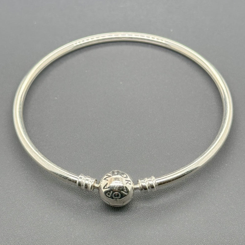 Estate Pandora SS Moments Bangle Charm Bracelet 7.25” - Walter Bauman Jewelers