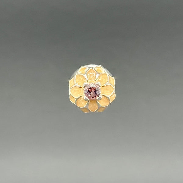 Estate Pandora SS Pink Dahlia CZ Clip Charm - Walter Bauman Jewelers