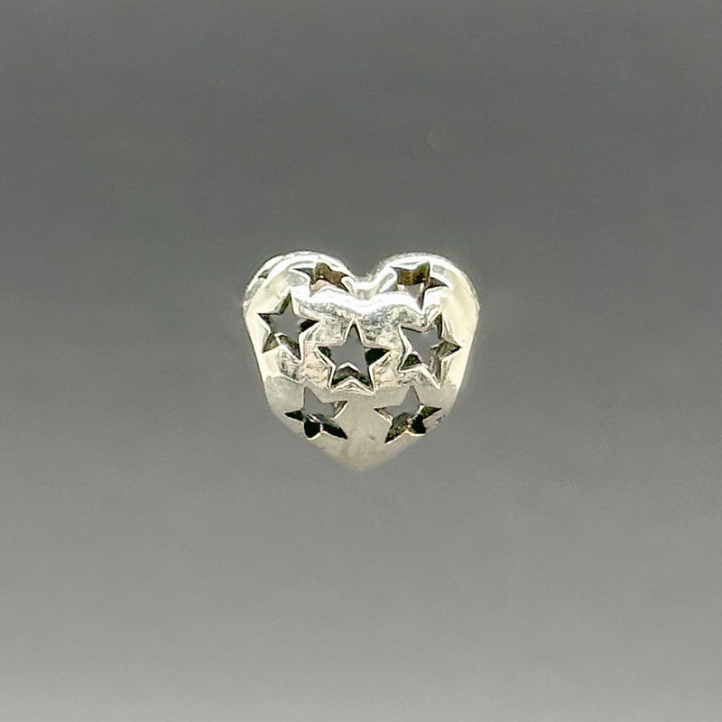 Estate Pandora SS Starry Heart Bead Charm - Walter Bauman Jewelers