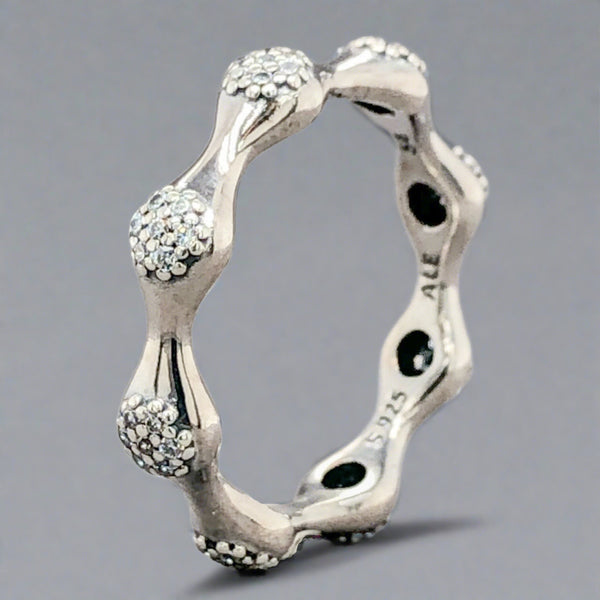 Estate Pandora Sterling Silver "Pave Modern Love Pods" Ring - Walter Bauman Jewelers