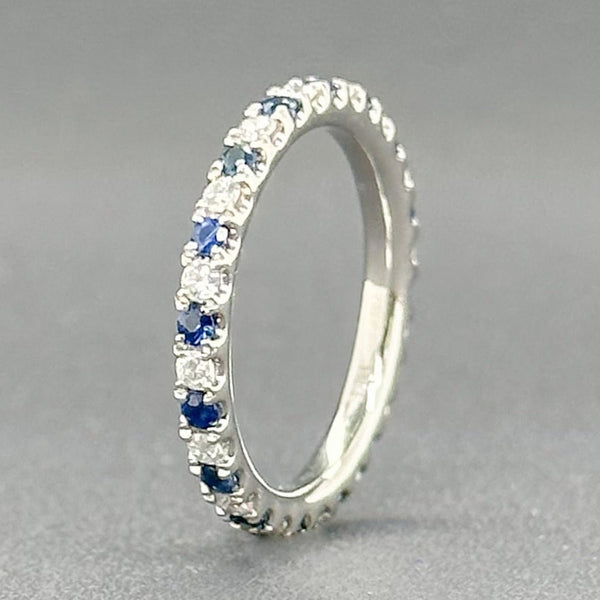 Estate Platinum 0.32cttw Sapphire & 0.26cttw G/SI1 Diamond Eternity Ring - Walter Bauman Jewelers