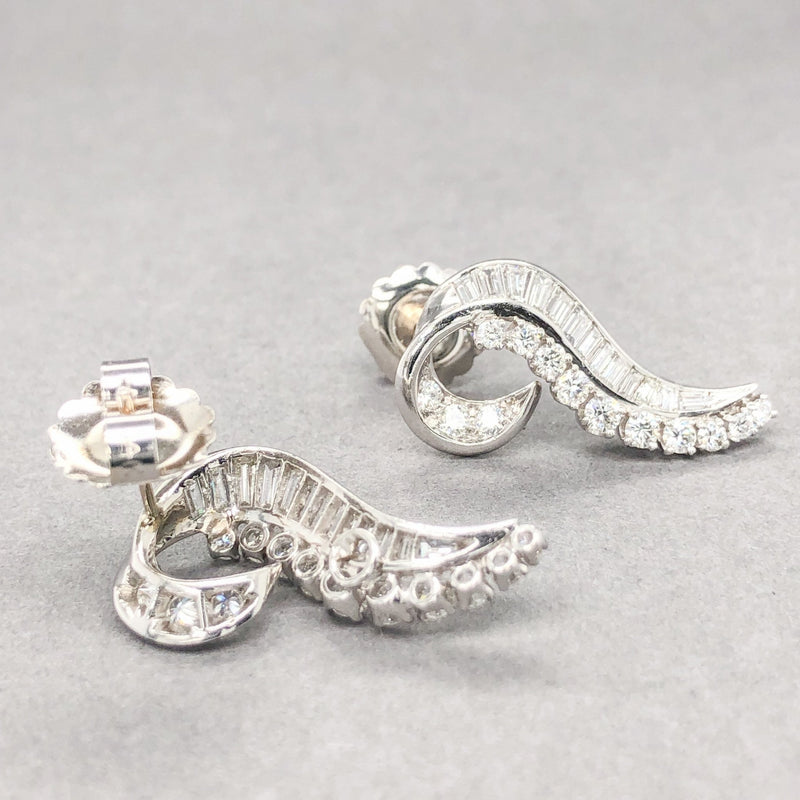Estate Platinum 2.94cttw G-H/VS1-2 Diamond Freeform Swirl Earrings - Walter Bauman Jewelers