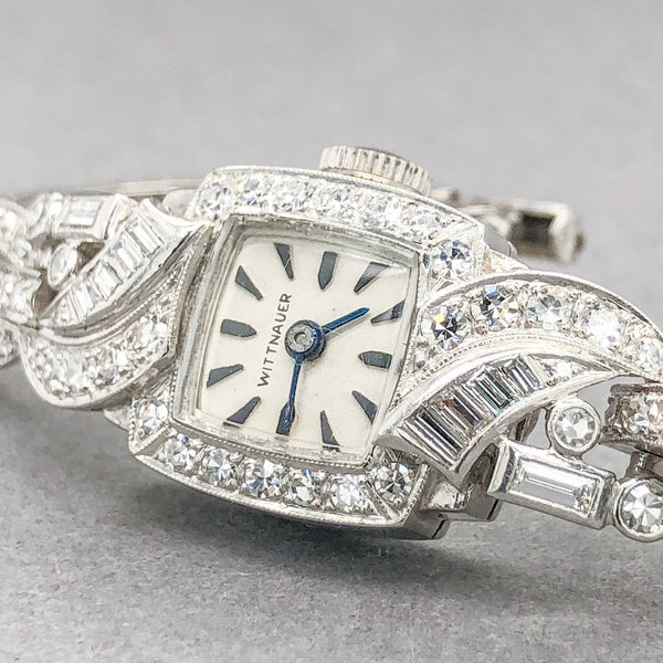 Estate Platinum Wittnauer 2.49cttw G-H/VS2 Diamond Ladies Watch - Walter Bauman Jewelers