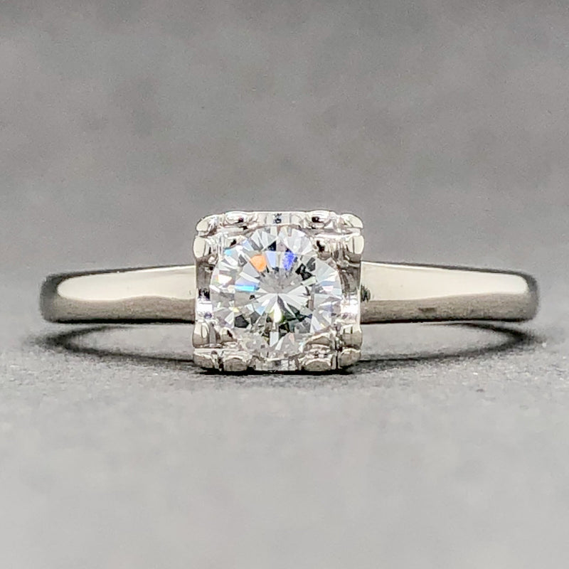 Estate Retro 13K W Gold 0.34ct H/SI2 Diamond Engagement Ring - Walter Bauman Jewelers