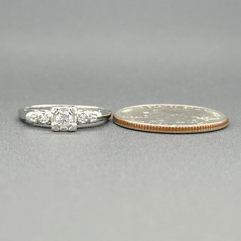Estate Retro 14K W Gold 0.15cttw G-I/VS2-SI1 Diamond Engagement Ring - Walter Bauman Jewelers