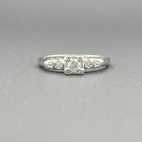Estate Retro 14K W Gold 0.15cttw G-I/VS2-SI1 Diamond Engagement Ring - Walter Bauman Jewelers