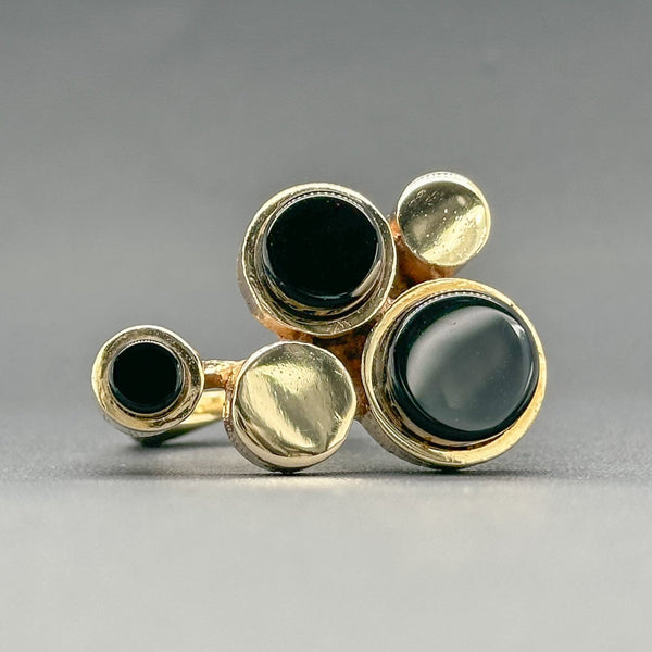 Estate Retro 14K Y Gold 8.70ctw Onyx Cocktail Ring - Walter Bauman Jewelers