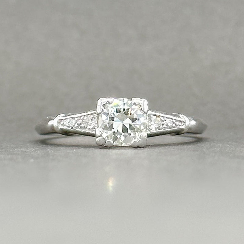 Estate Retro Platinum 0.65ctw G-J/VS1-SI1 Diamond Engagement Ring - Walter Bauman Jewelers