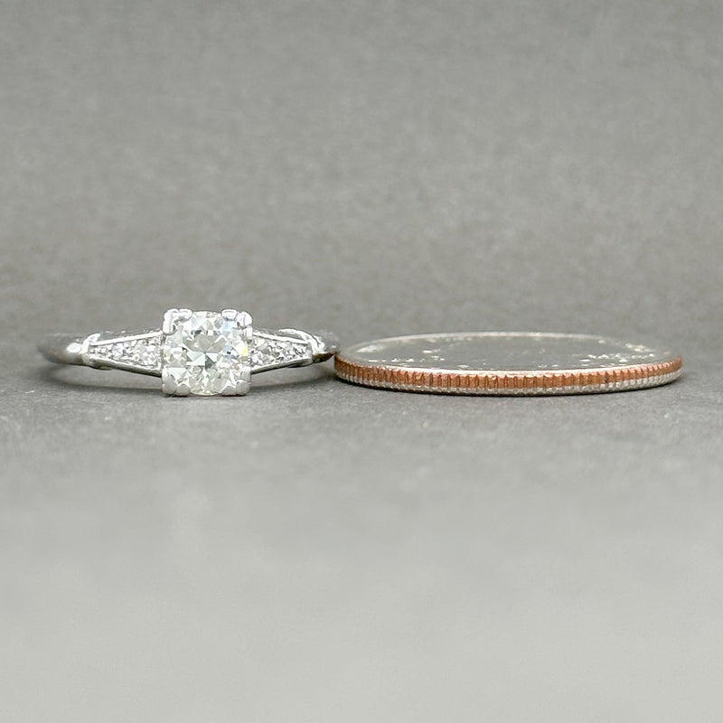 Estate Retro Platinum 0.65ctw G-J/VS1-SI1 Diamond Engagement Ring - Walter Bauman Jewelers