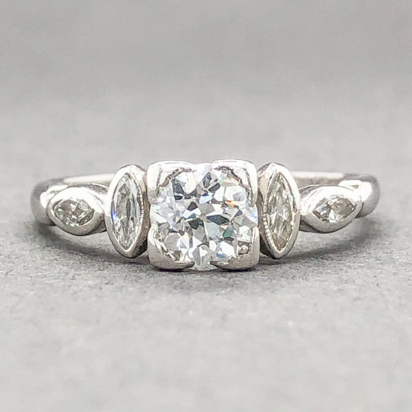 Estate Retro Platinum 1.02cttw H-J/VS1-SI1 Diamond Engagement Ring - Walter Bauman Jewelers