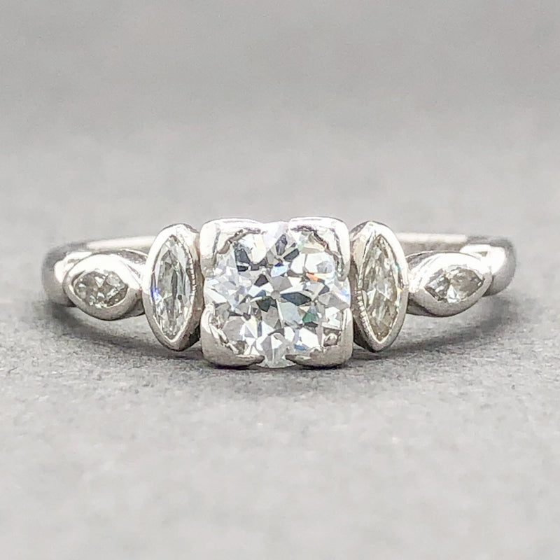 Estate Retro Platinum 1.02cttw H-J/VS1-SI1 Diamond Engagement Ring - Walter Bauman Jewelers