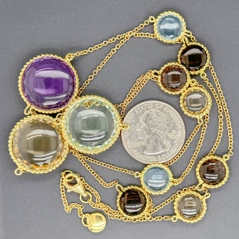 Estate Roberto Coin 18K Y Gold Multi-Gemstone 32” Necklace - Walter Bauman Jewelers