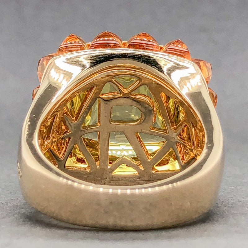 Estate Rodney Rayner 18K Y Gold 22.39ct Praisiolite & 3.52cttw Citrine Cocktail Ring - Walter Bauman Jewelers