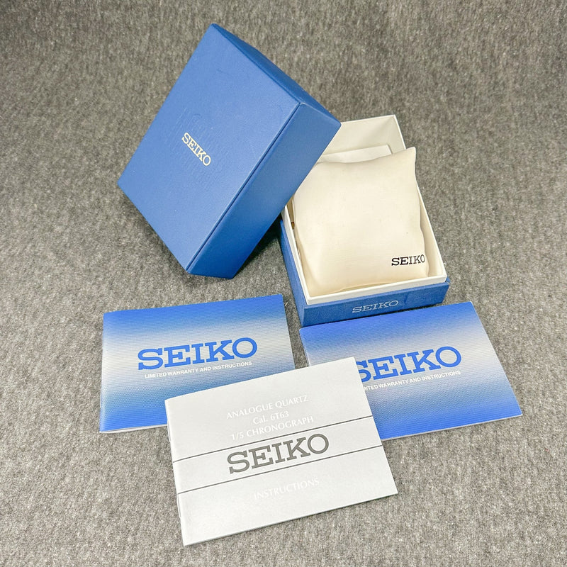 Estate Seiko Blue Watch Box w. Booklet & 2 Warranty Cards (No Watch) - Walter Bauman Jewelers