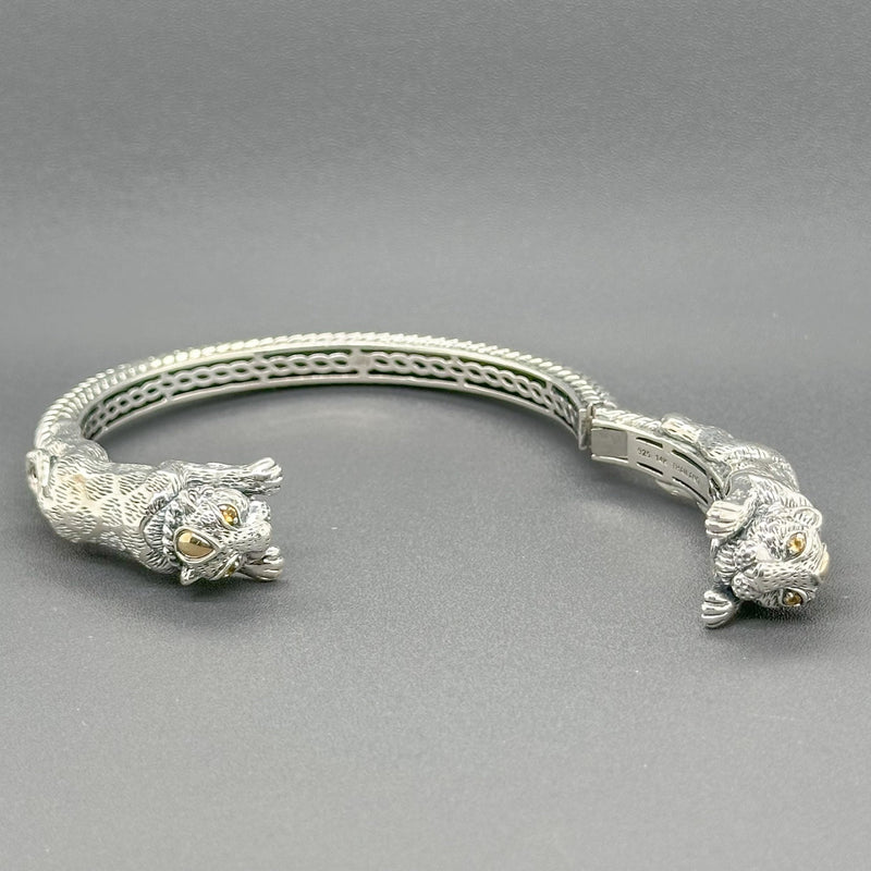Estate SS 14 Double Lion Cuff Bracelet - Walter Bauman Jewelers