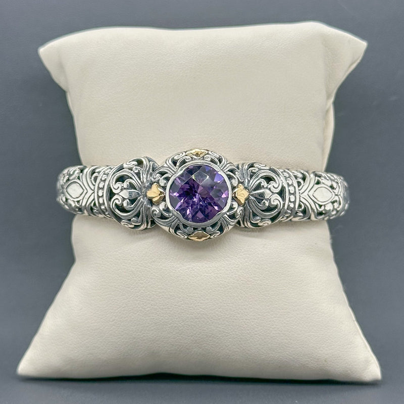 Estate SS 18 Amethyst Cuff Bracelet - Walter Bauman Jewelers