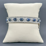 Estate SS 19.00cttw Sapphire & 1.13cttw H-I/SI1-2 Diamond Bangle Bracelet - Walter Bauman Jewelers