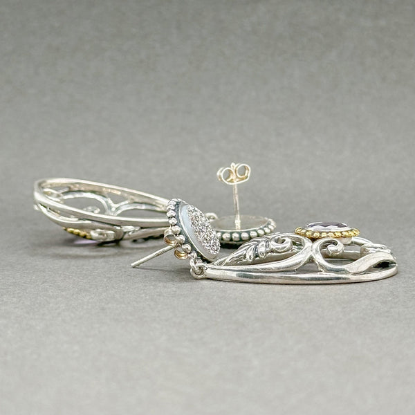 Estate SS & Bronze Teardrop Shaped Dangle Earrings - Walter Bauman Jewelers