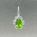 Estate SS Filigree Green Oval CZ Charm - Walter Bauman Jewelers