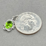 Estate SS Filigree Green Oval CZ Charm - Walter Bauman Jewelers