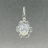 Estate SS Filigree Oval CZ Charm - Walter Bauman Jewelers