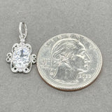 Estate SS Filigree Oval CZ Charm - Walter Bauman Jewelers