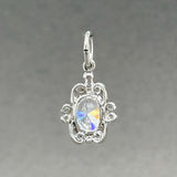 Estate SS Filigree Oval CZ Charm - Walter Bauman Jewelers