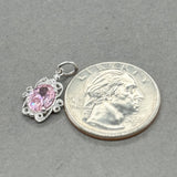 Estate SS Filigree Pink CZ Charm - Walter Bauman Jewelers