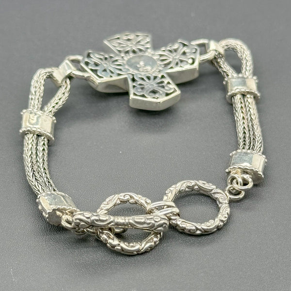 Estate SS Flower Cross Toggle Bracelet - Walter Bauman Jewelers