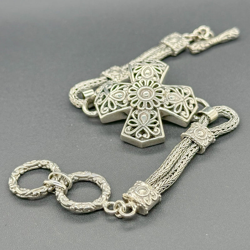 Estate SS Flower Cross Toggle Bracelet - Walter Bauman Jewelers