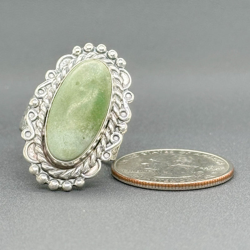 Estate SS Green Stone Adjustable Ring - Walter Bauman Jewelers