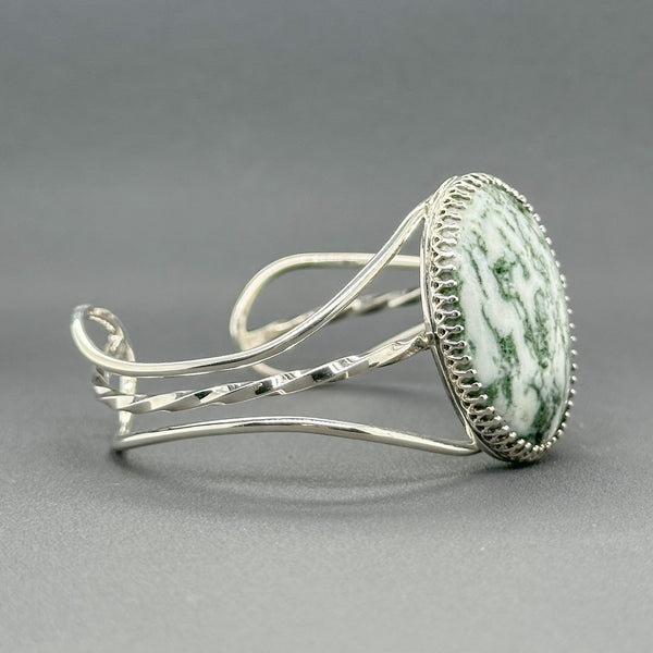 Estate SS Green & White Cuff Bracelet - Walter Bauman Jewelers