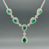 Estate SS Green & White CZ Y Drop Necklace - Walter Bauman Jewelers