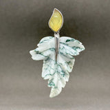 Estate SS Jody Crowell Carved Moss Agate Leaf Pendant A - Walter Bauman Jewelers