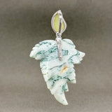 Estate SS Jody Crowell Carved Moss Agate Leaf Pendant A - Walter Bauman Jewelers