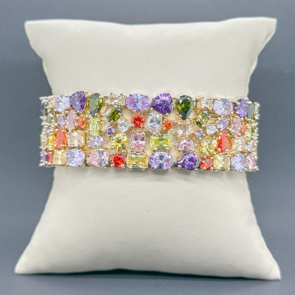 Estate SS Multi-Gemstone Wide Bracelet - Walter Bauman Jewelers