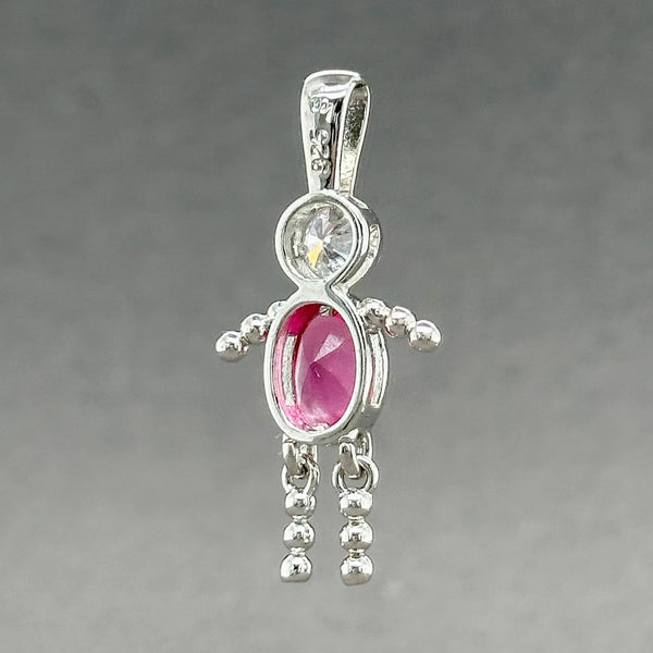 Estate SS Pink & White CZ Girl Pendant - Walter Bauman Jewelers