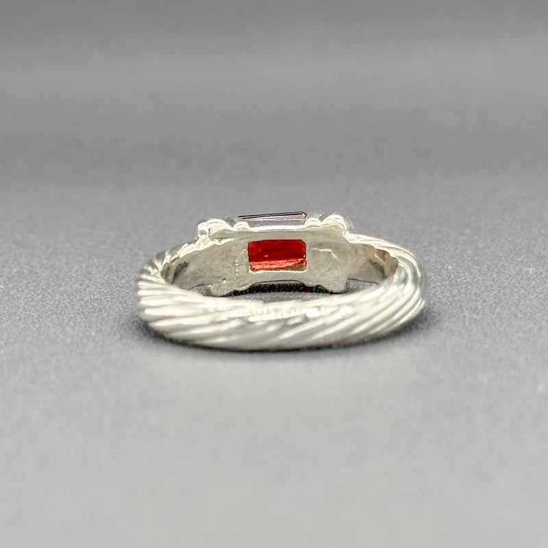 Estate SS Red CZ Cable Ring - Walter Bauman Jewelers